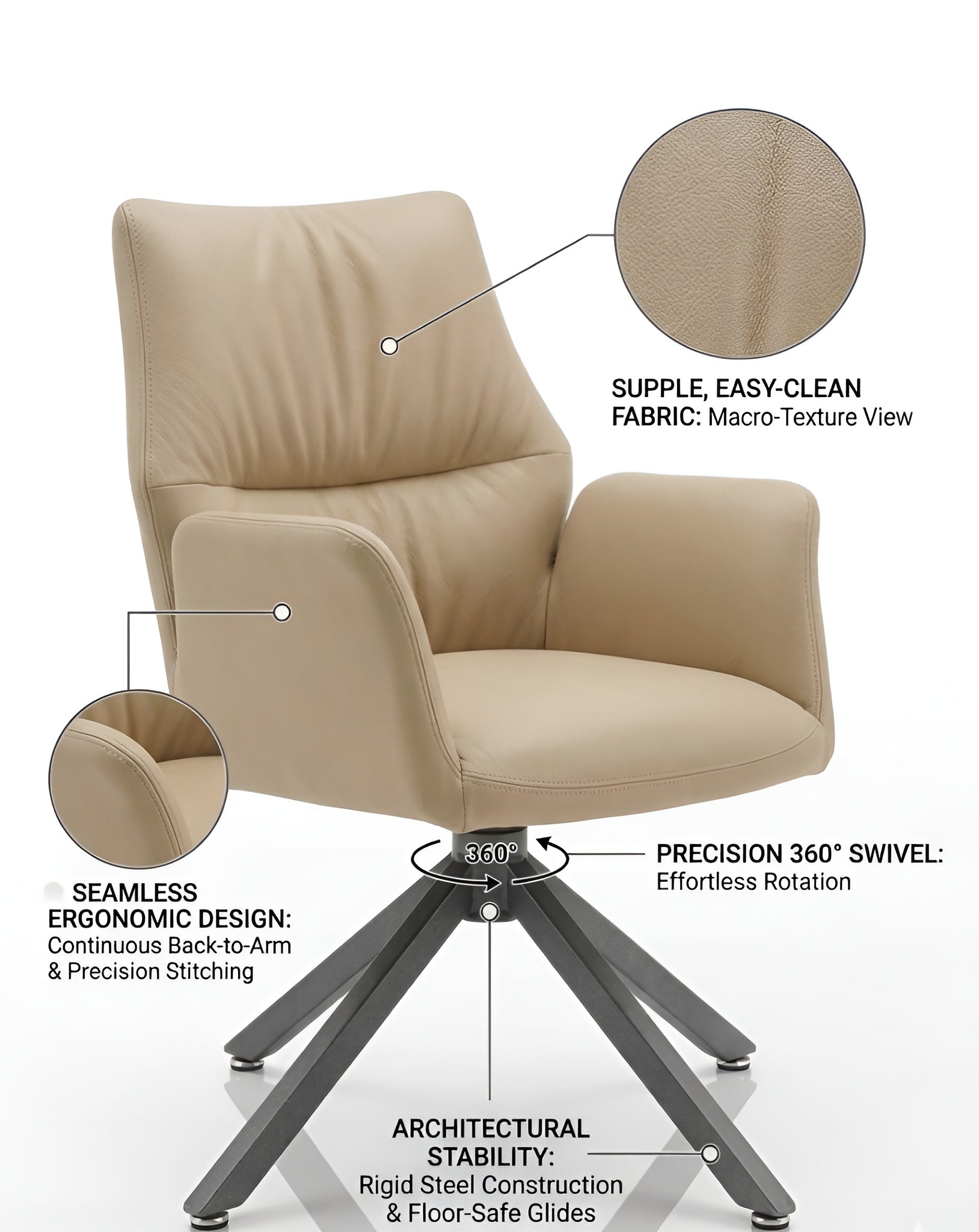 The Strato | Office-to-Dining Hybrid Swivel Chair | Premium Leatherette