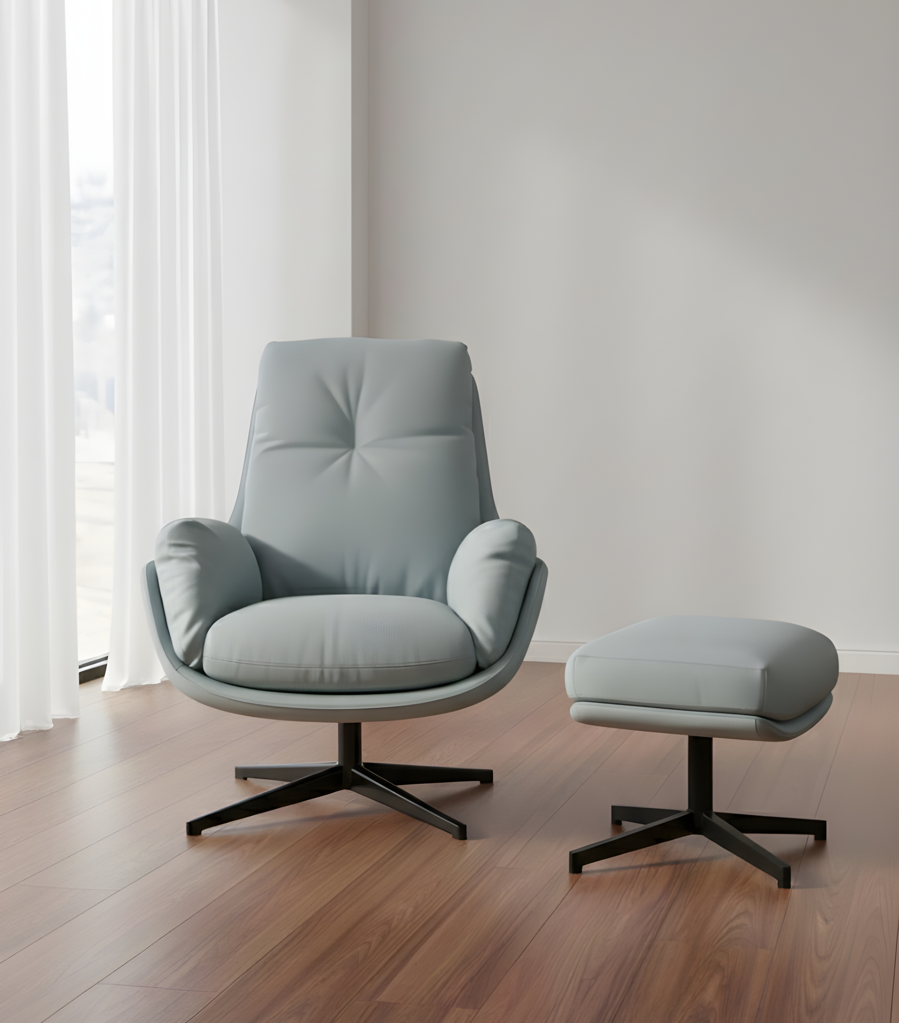The Azure Serenity Swivel & Ottoman