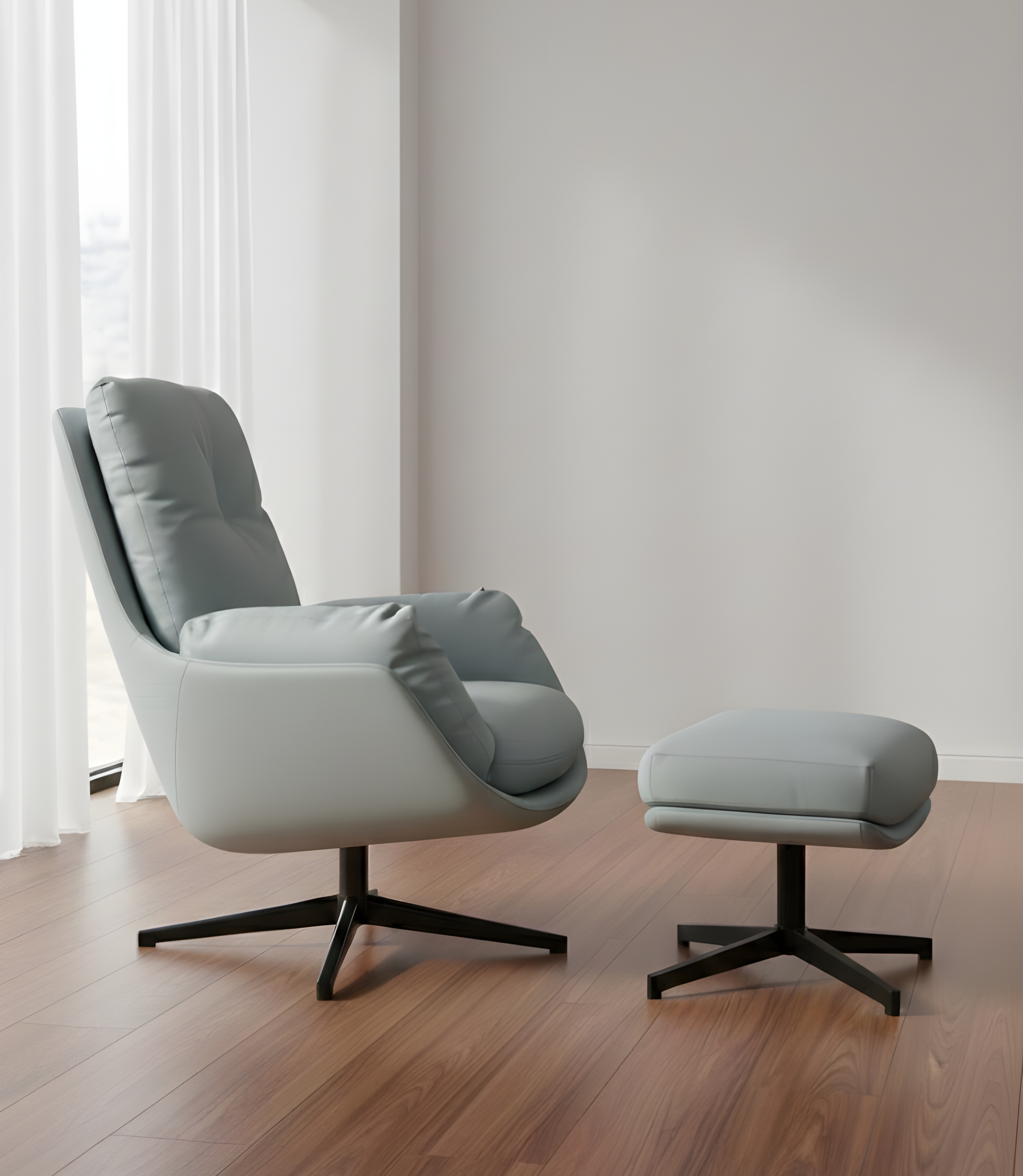 The Azure Serenity Swivel & Ottoman